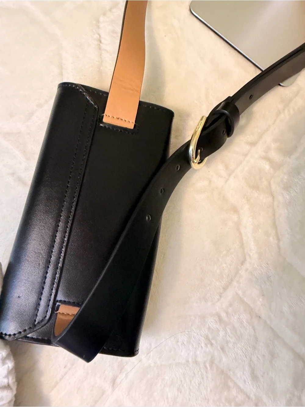 kate spade Black Leather Mini Belt Bag with Bow Accent